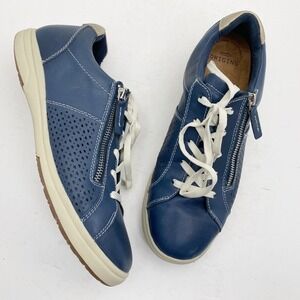 Earth Origins Etta Womens Navy Blue Leather Side Zip Fashion‎ Sneakers Size 10 W